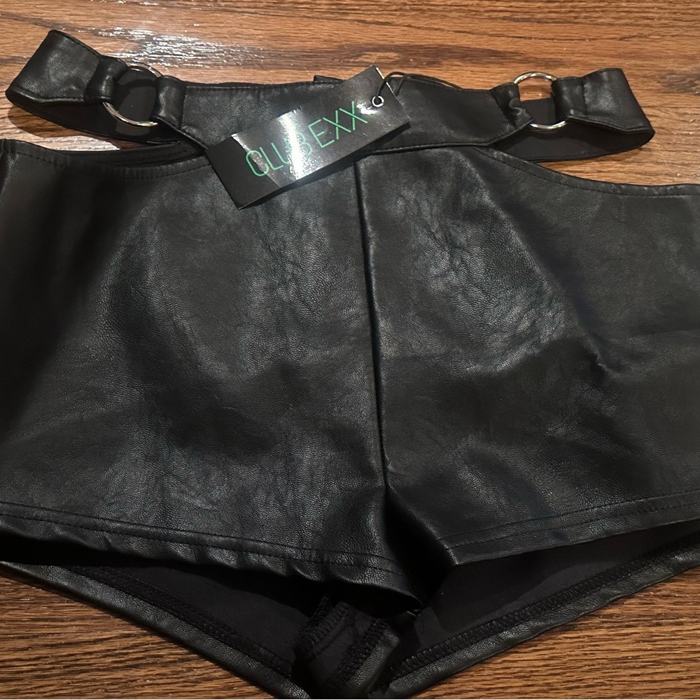 Dolls Kill Club Ex  nights into mornings vegan leather cutout shorts nwt XS rare